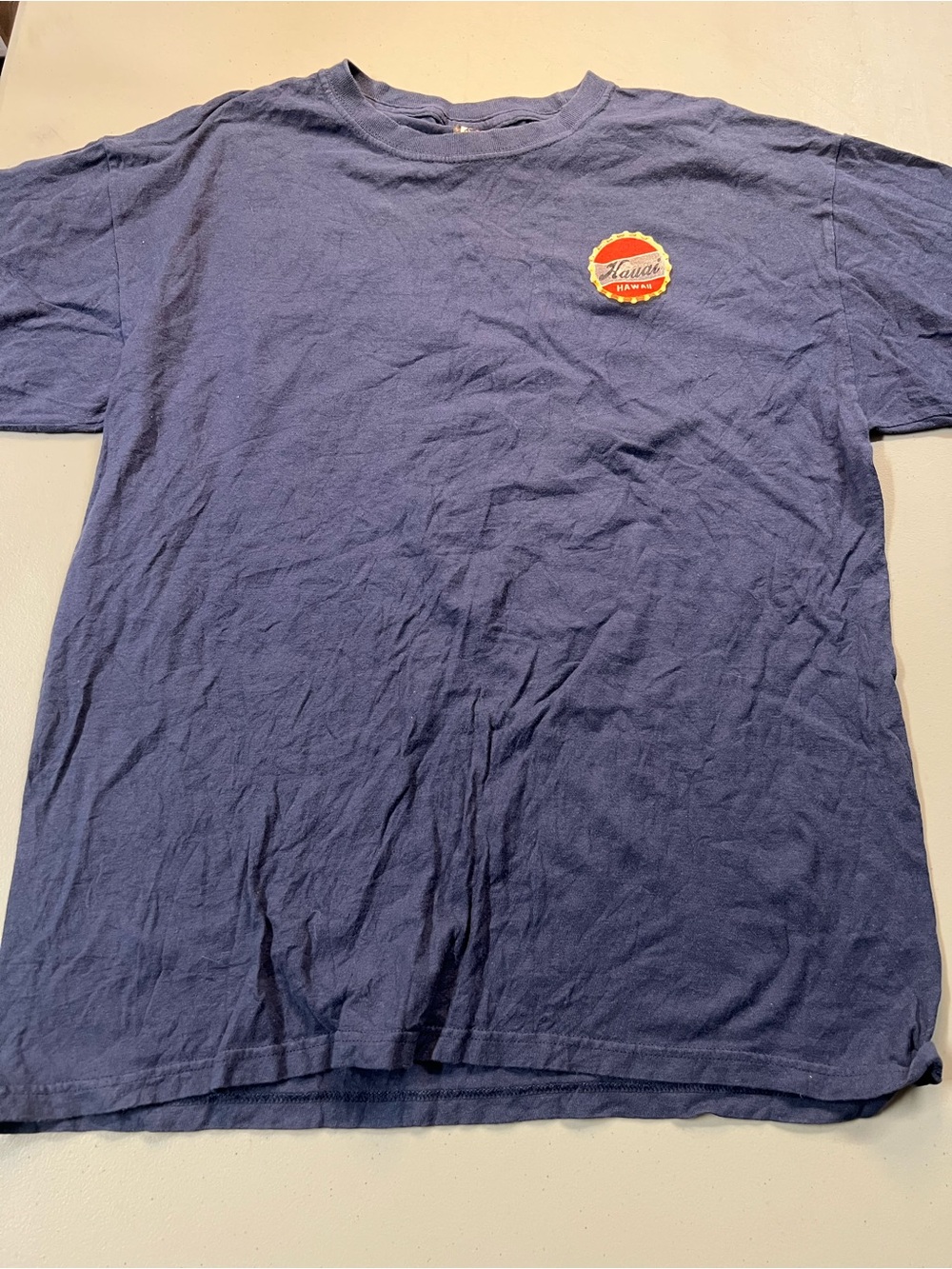 The Duck Co Hawaii Beer Label Graphic T-Shirt Navy Blue Large